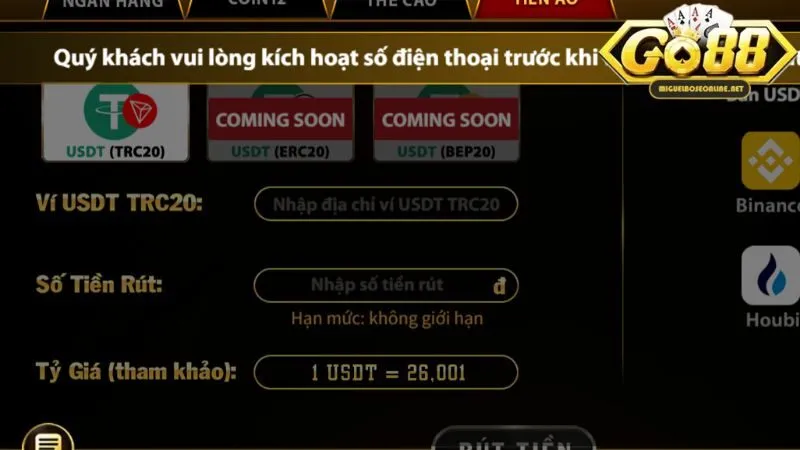 Rút tiền Go88 – Giải quyết một số sự cố